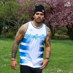 Maillot Montpellier blanc 21 – OXYGEARFIT® personnalisable